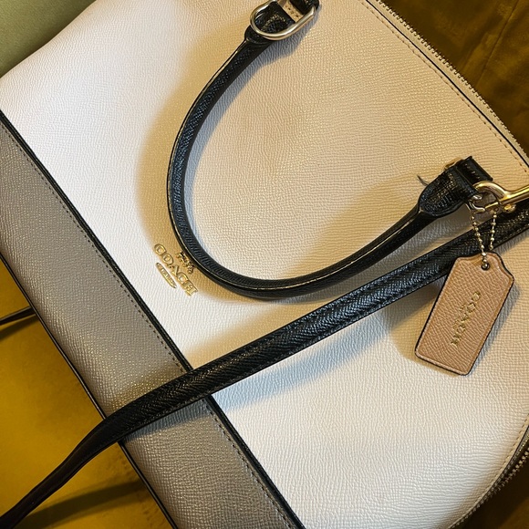 White and Gray Coach Purse - Picture 4 of 7